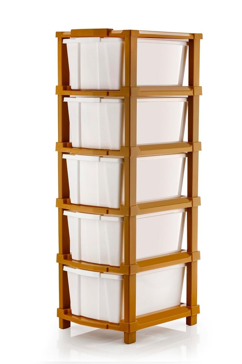 ASHLAS Chest Of Drawers Versatile Drawer Storage Organizer Organisers Box For Ideal Neat And Tidy Solutions Plastic Brown Hex Drawer 4 Layer10 X 11 Cm 10 Cm