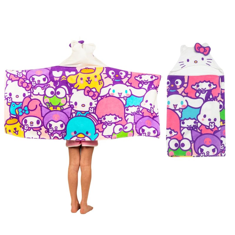 Franco Hello Kitty & Friends Kids Super Soft Bath/Pool/Beach Soft Cotton Terry Hooded Towel Wrap, 24 in x 50 in, (Officially Licensed Product) By Franco - Image 1