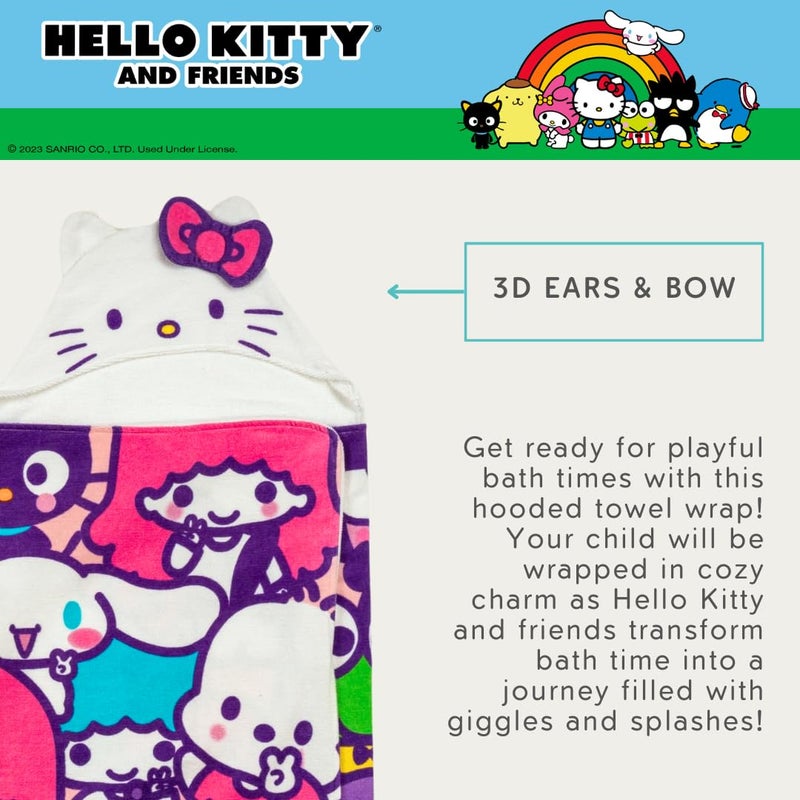 Franco Hello Kitty & Friends Kids Super Soft Bath/Pool/Beach Soft Cotton Terry Hooded Towel Wrap, 24 in x 50 in, (Officially Licensed Product) By Franco - Image 4