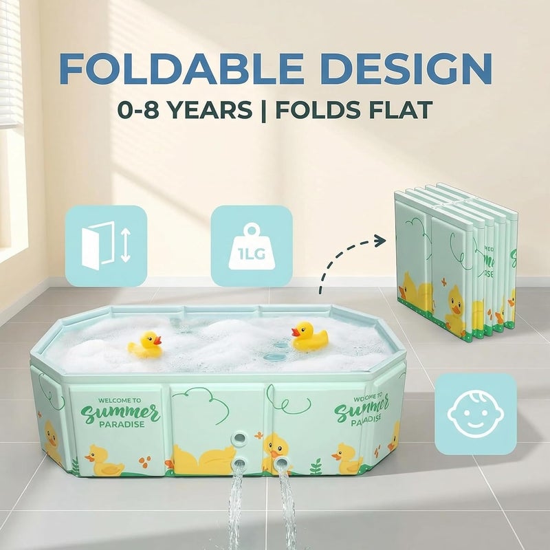 Beauenty Portable Foldable Baby Bath Tub for Kids - Indoor/Outdoor Use (Blue) - Image 3