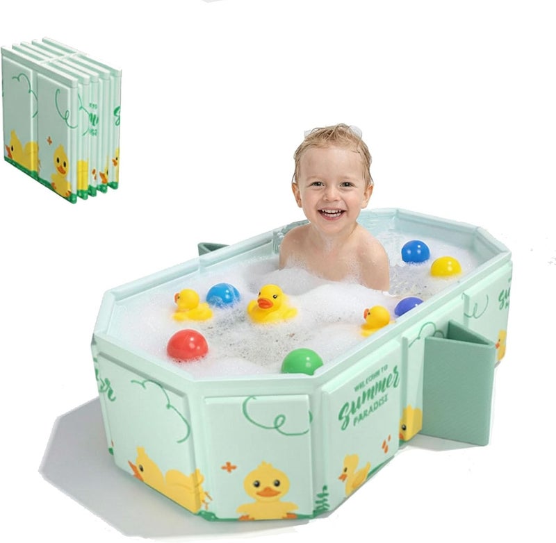 Beauenty Portable Foldable Baby Bath Tub for Kids - Indoor/Outdoor Use (Blue) - Image 1