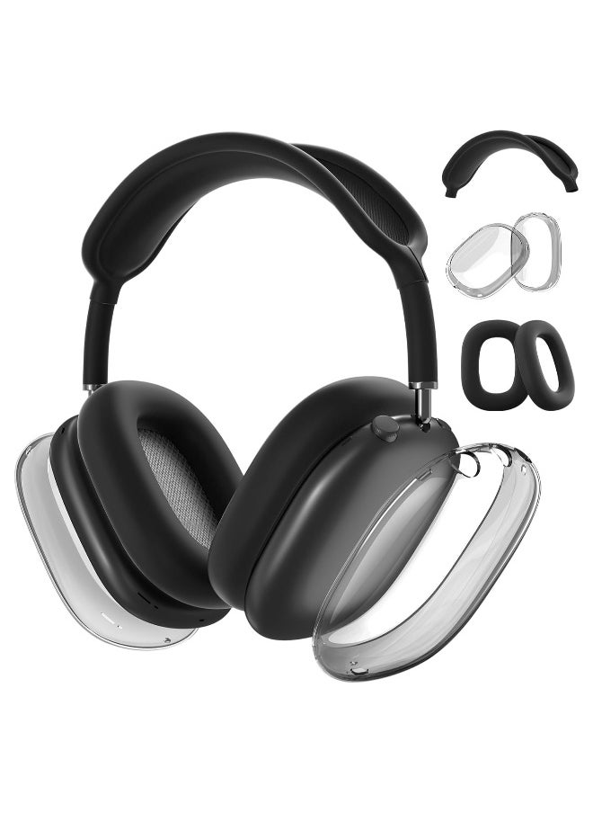 NIBEMINENT - Clear Soft TPU Airpod Max Ear Cover, Silicone Cases Suitable for Apple AirPods Max 3-in-1 Headphones Anti-Scratch Ear Cups Cover Headband Cover and Ear Pad Protector Case Skin Accessories - Image 1