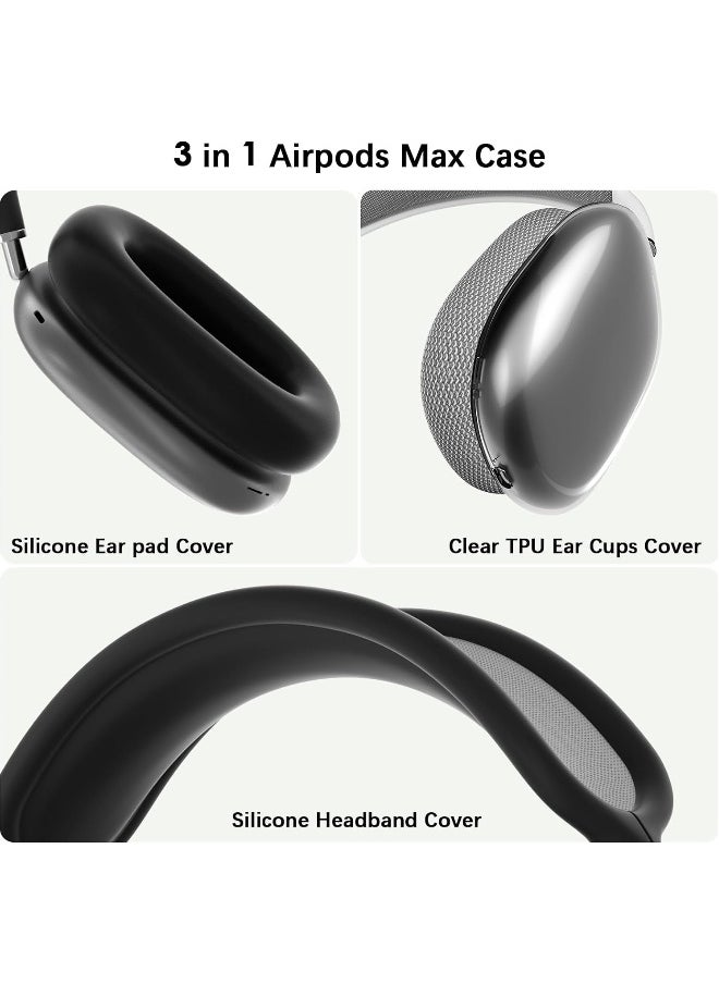 NIBEMINENT - Clear Soft TPU Airpod Max Ear Cover, Silicone Cases Suitable for Apple AirPods Max 3-in-1 Headphones Anti-Scratch Ear Cups Cover Headband Cover and Ear Pad Protector Case Skin Accessories - Image 1