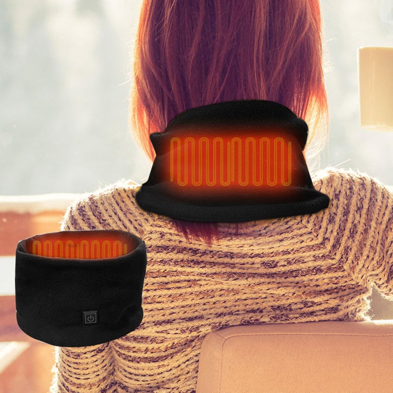 USB Heated Scarf Electric Neck Warmer for Outdoor Cycling Camping Winter Sports Black - Image 3