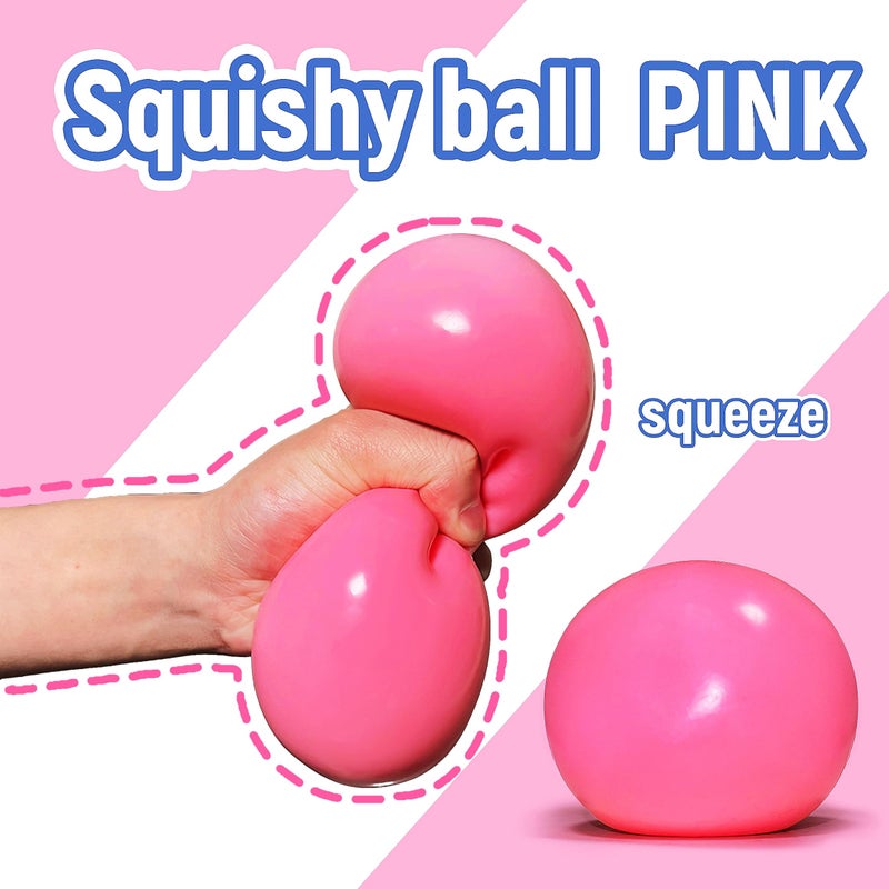 EVDERS Giant Squishy Stress Balls for Kids and Adults - 4-Inch Jumbo Squishy Toys Dough Stress Ball, Stretchy Squeeze Fidget Toys for Boys, Girls, Birthday Gift, Easter Basket Stuffers (Pink) - Image 4