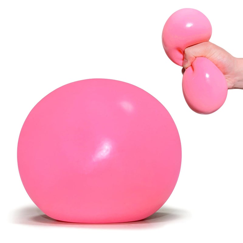 EVDERS Giant Squishy Stress Balls for Kids and Adults - 4-Inch Jumbo Squishy Toys Dough Stress Ball, Stretchy Squeeze Fidget Toys for Boys, Girls, Birthday Gift, Easter Basket Stuffers (Pink) - Image 1