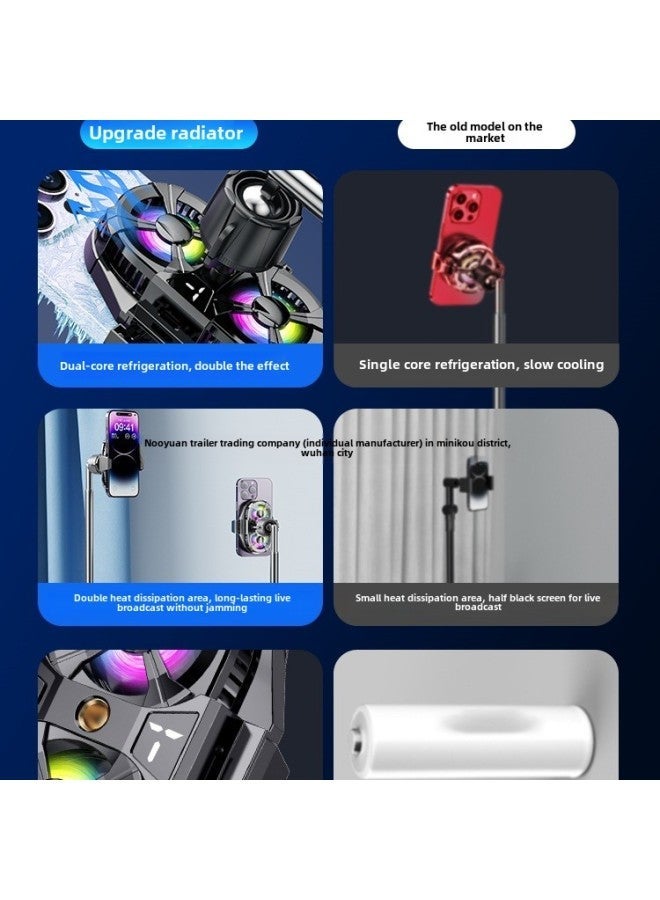 Live Broadcast Dedicated] Mobile Phone Radiator Cooling Artifact Semiconductor Refrigeration Ultra-quiet Ice-sealed Back Clip Integrated Bracket-Color:[basic Model For Anchors Only] Three-speed Adjustment❄Temperature Digital Display❄Send Adapter  - Image 4