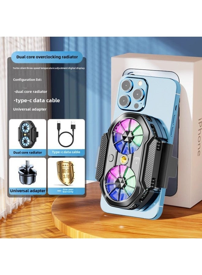 Live Broadcast Dedicated] Mobile Phone Radiator Cooling Artifact Semiconductor Refrigeration Ultra-quiet Ice-sealed Back Clip Integrated Bracket-Color:[basic Model For Anchors Only] Three-speed Adjustment❄Temperature Digital Display❄Send Adapter  - Image 1