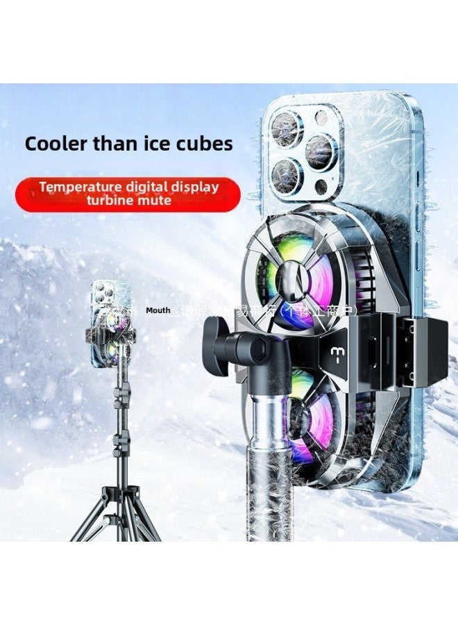 Live Broadcast Dedicated] Mobile Phone Radiator Cooling Artifact Semiconductor Refrigeration Ultra-quiet Ice-sealed Back Clip Integrated Bracket-Color:[basic Model For Anchors Only] Three-speed Adjustment❄Temperature Digital Display❄Send Adapter  - Image 2