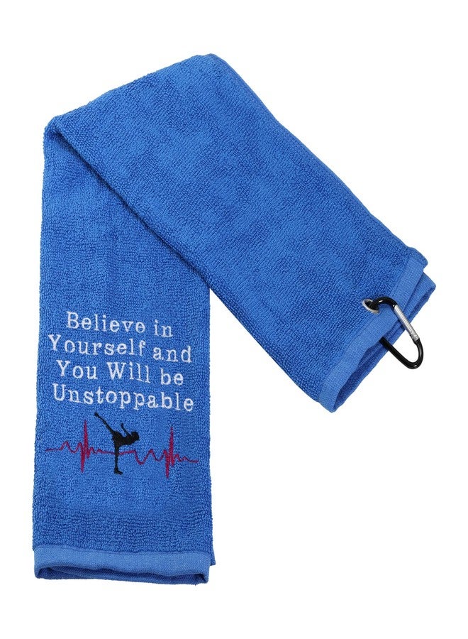 PXTIDY Ice Skate Towel Figure Skating Gift Believe in Yourself and You Will Be Unstoppable Embroidered Sports Teem Hand Towel Gift for Skating Lover Skating Team (Sport) - Image 1