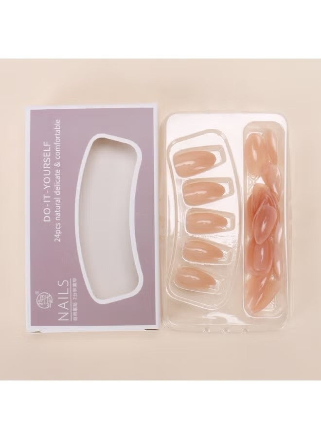 Happy D Instant Wear Luxury Press-on Nails – 24pcs Reusable Set – Nude Beige, Blush Pink & Chrome Gold – Salon Look at Home - Image 4