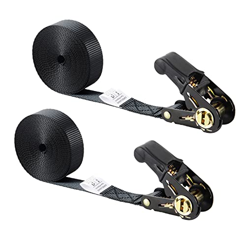 GAITWIN Endless Ratchet Tie Down Straps, Heavy Duty Nylon Tie Down Straps Without Hooks, Black Lashing Straps for Roof Rack, Motorcycle, Cargo, Truck Bed, Trailer, Kayak 2 Pcs (1" x 20Ft) - Image 1