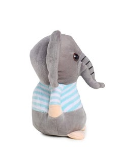 Webby Soft Animal Plush Elephant Toy 20Cm, Blue & Grey  - Image 4