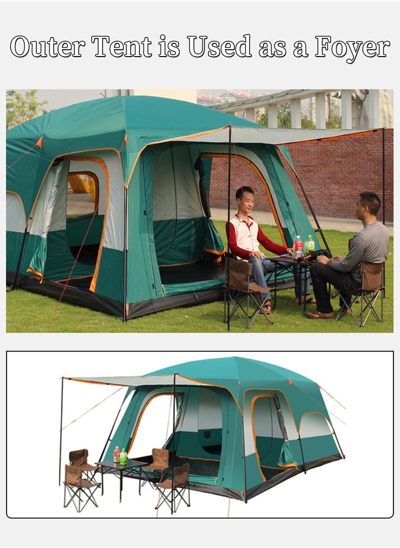 LEOKOR Camping Tent 8-12 Person, Outdoor Sports Travel Picnic Tent with 2 Rooms & 1 Living Room, Sunproof/Rainproof/UPF 50+ UV Protection Wind Resistant Tent with Carry Bag for Family Gathering Hiking Mountaineering, 430x305x200CM  - Image 5