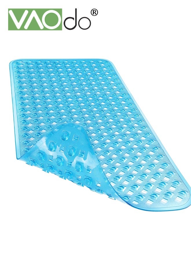 VAOdo Large Non-slip Bath Mat Bathtub Shower Mat Pvc Non-slip Bath Mat with Suction Cup Bath Mat Blue 40*88CM  - Image 1