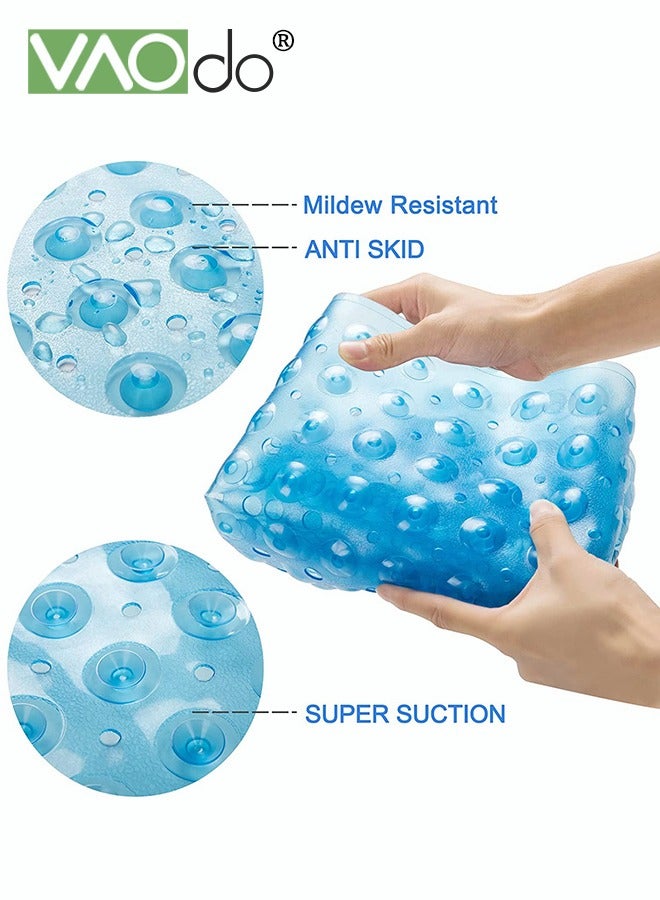 VAOdo Large Non-slip Bath Mat Bathtub Shower Mat Pvc Non-slip Bath Mat with Suction Cup Bath Mat Blue 40*88CM  - Image 4