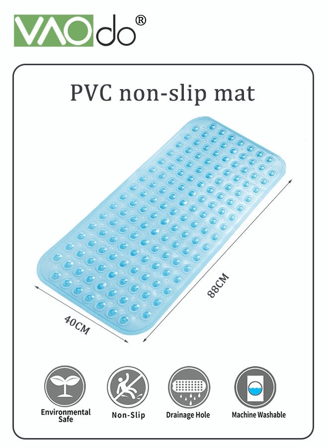 VAOdo Large Non-slip Bath Mat Bathtub Shower Mat Pvc Non-slip Bath Mat with Suction Cup Bath Mat Blue 40*88CM  - Image 5