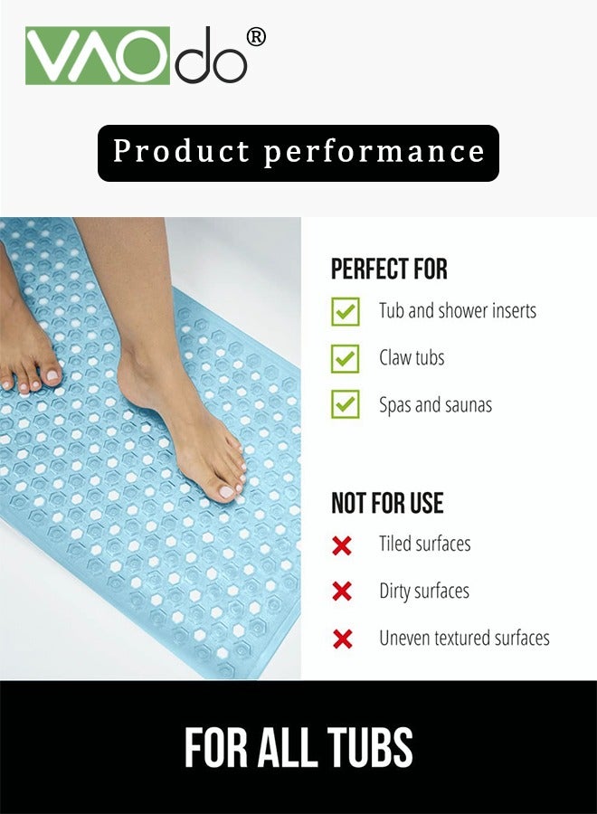 VAOdo Large Non-slip Bath Mat Bathtub Shower Mat Pvc Non-slip Bath Mat with Suction Cup Bath Mat Blue 40*88CM  - Image 3