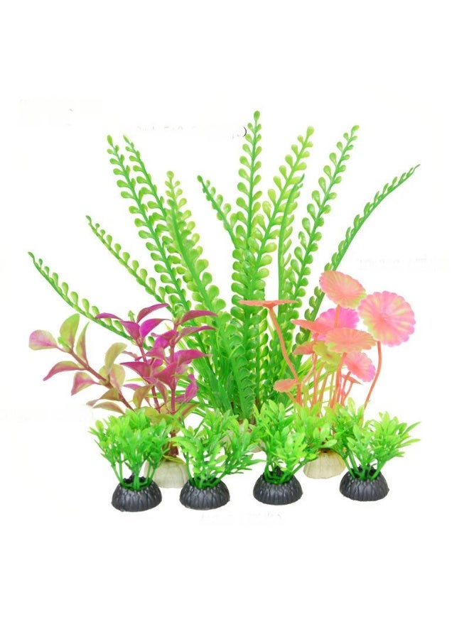 Artificial Aquarium Plants Decor, Fish Tank Artificial Plastic Plants, Emulational Plants for Home Office Fish Tank Aquarium Decorations Combo Set 3