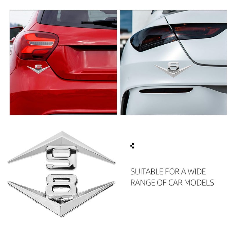 Silver Metal Car Badge Stickers 3D Large Displacement Emblems 2PCS for Vehicle Tail Body Decoration - Image 4