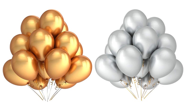 Vail Creations MADE IN INDIA 10inch Metallic Balloons for Birthday Decoration/Anniversary Party Decoration(Gold + Silver,Pack of 200) - Image 5