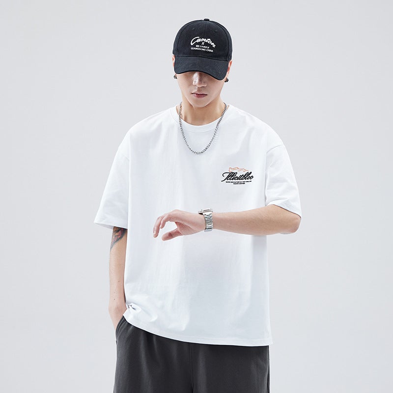 Appreciation Cloud 2024 Spring And Cotton Cover Silk Round Neck T-Shirt Men'S Loose Casual Printed Fashion All-Match Short Sleeve - Image 3