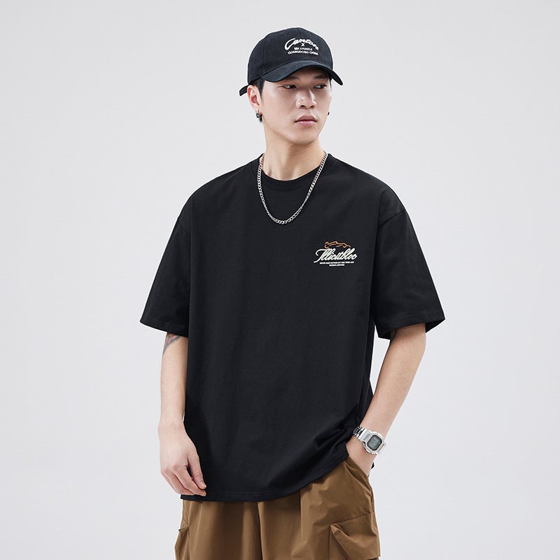 Appreciation Cloud 2024 Spring And Cotton Cover Silk Round Neck T-Shirt Men'S Loose Casual Printed Fashion All-Match Short Sleeve - Image 4