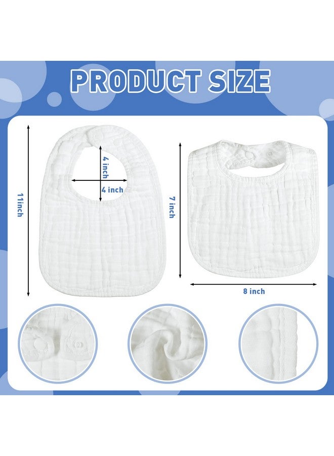 Reginary 30 Pack White Muslin Baby Bibs Bulk Adjustable 6 Layers Baby Bandana Drool Bibs for Boys Girls Newborn Cotton Soft Absorbent Muslin Burp cloth for Drooling and Teething - Image 2