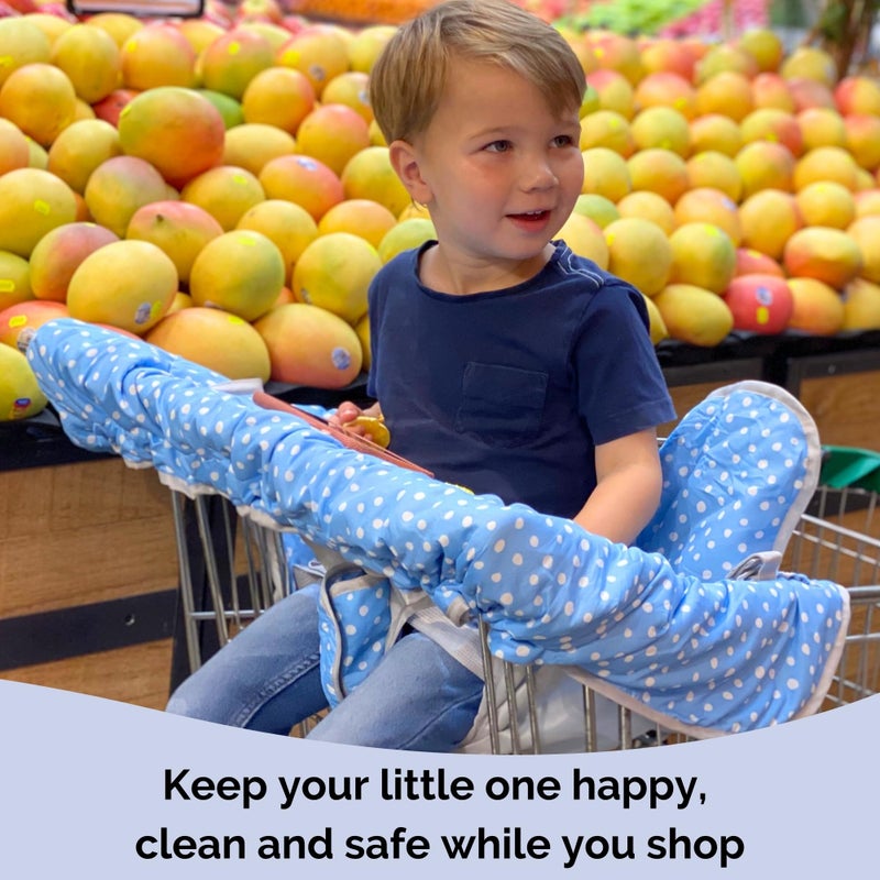 Suessie Shopping Cart Cover and High Chair Cover, Blue Dots - Image 2