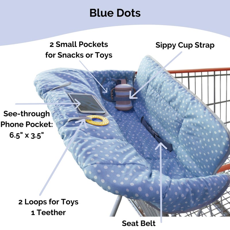 Suessie Shopping Cart Cover and High Chair Cover, Blue Dots - Image 3