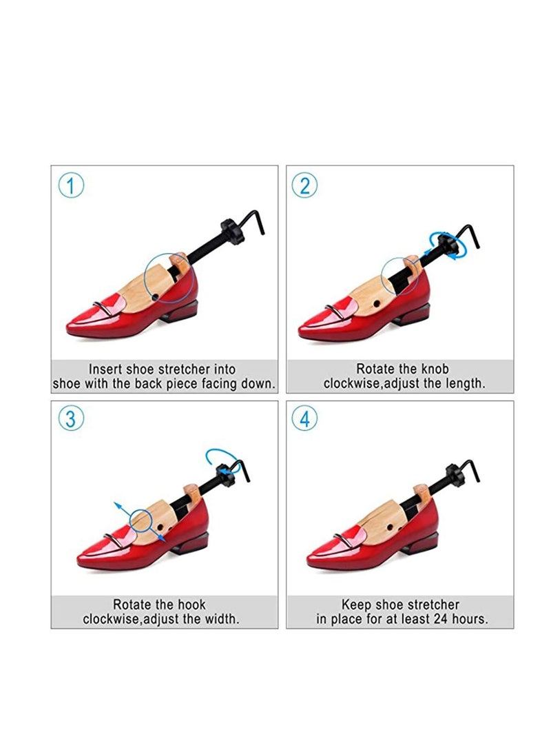 SYOSI Wooden Shoe Stretcher – Pair of Premium Adjustable Expanding Footwear Size Pain Corn Bunion Blister Comfort Shaper Tool Tree with Pressure Point Attachment Clips for Men Women - Image 2