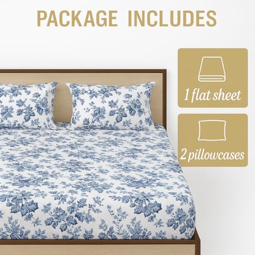 ARLinen Premium King Size Bedsheet with 2 Pillow Covers | Blue Floral Bliss Microfiber Bedsheet | Ultra Soft, Breathable, Wrinkle Free & Fade Resistant Bedding Set for King Bed | Luxury Hotel Feel - Image 4