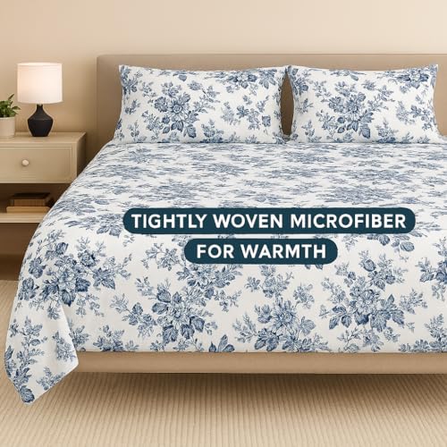 ARLinen Premium King Size Bedsheet with 2 Pillow Covers | Blue Floral Bliss Microfiber Bedsheet | Ultra Soft, Breathable, Wrinkle Free & Fade Resistant Bedding Set for King Bed | Luxury Hotel Feel - Image 3