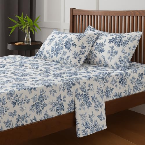 ARLinen Premium King Size Bedsheet with 2 Pillow Covers | Blue Floral Bliss Microfiber Bedsheet | Ultra Soft, Breathable, Wrinkle Free & Fade Resistant Bedding Set for King Bed | Luxury Hotel Feel - Image 2