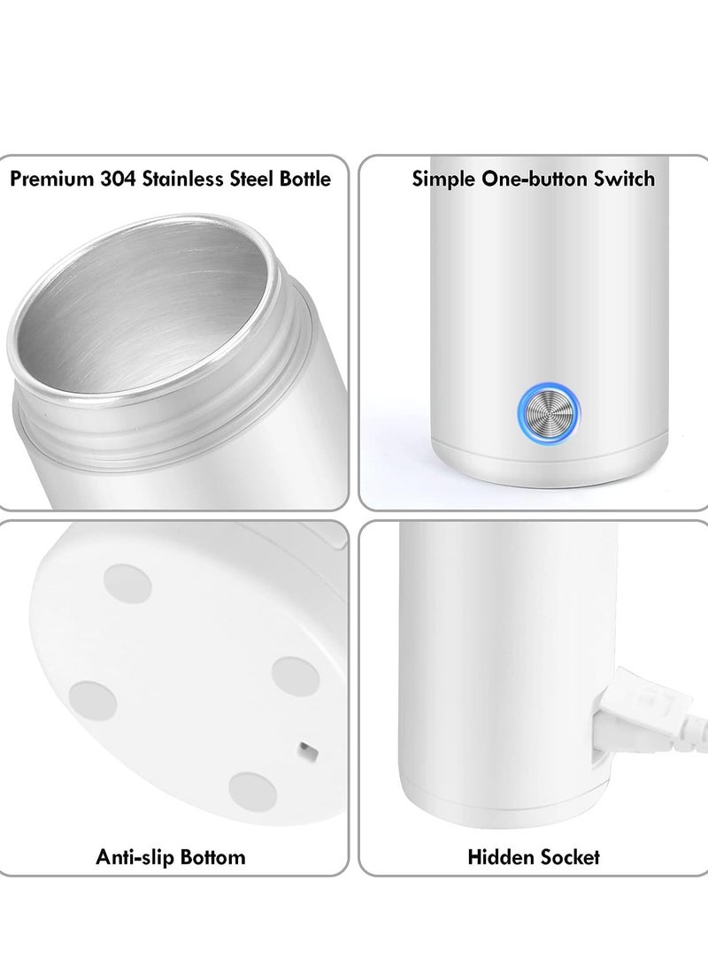 Joyelink Portable Electric Kettle, 400ml Travel Tea Kettle with Non-stick Coating Double Wall Water Boiler Bottle Insulated Coffee Thermos Mug Fast Boil and Auto Shut Off Hot Water Heater (White) - Image 2