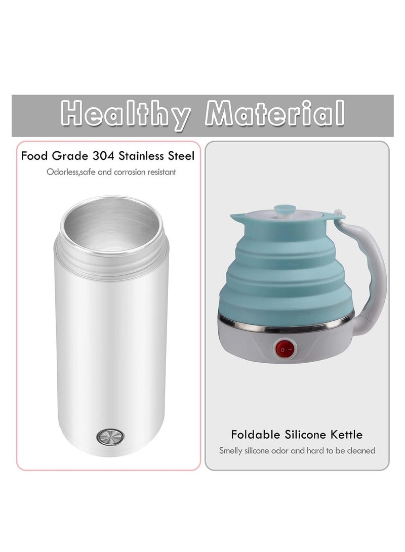 Joyelink Portable Electric Kettle, 400ml Travel Tea Kettle with Non-stick Coating Double Wall Water Boiler Bottle Insulated Coffee Thermos Mug Fast Boil and Auto Shut Off Hot Water Heater (White) - Image 5