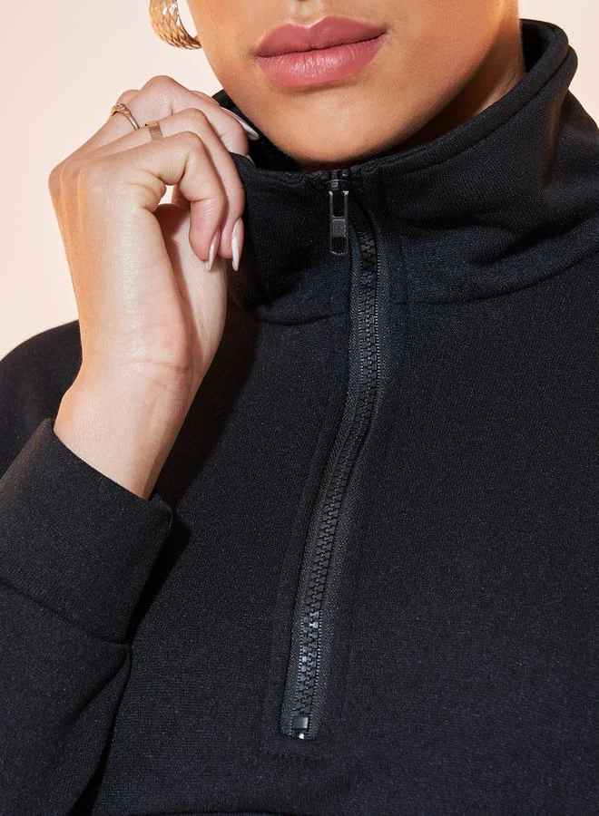 Take Two Solid Half-Zip Long Sleeve Sweatshirt & Joggers Co-Ord Set