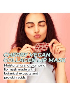 Vitamasques Vitamasques Lip Mask, 3-Pack - Cherry Vegan Collagen Lip Mask Sheets, Repair for Dry & Chapped Lips - Nourishing & Hydrating - Wild Cherries & Hyaluronic Acid - Vegan & Cruelty-Free  - Image 2