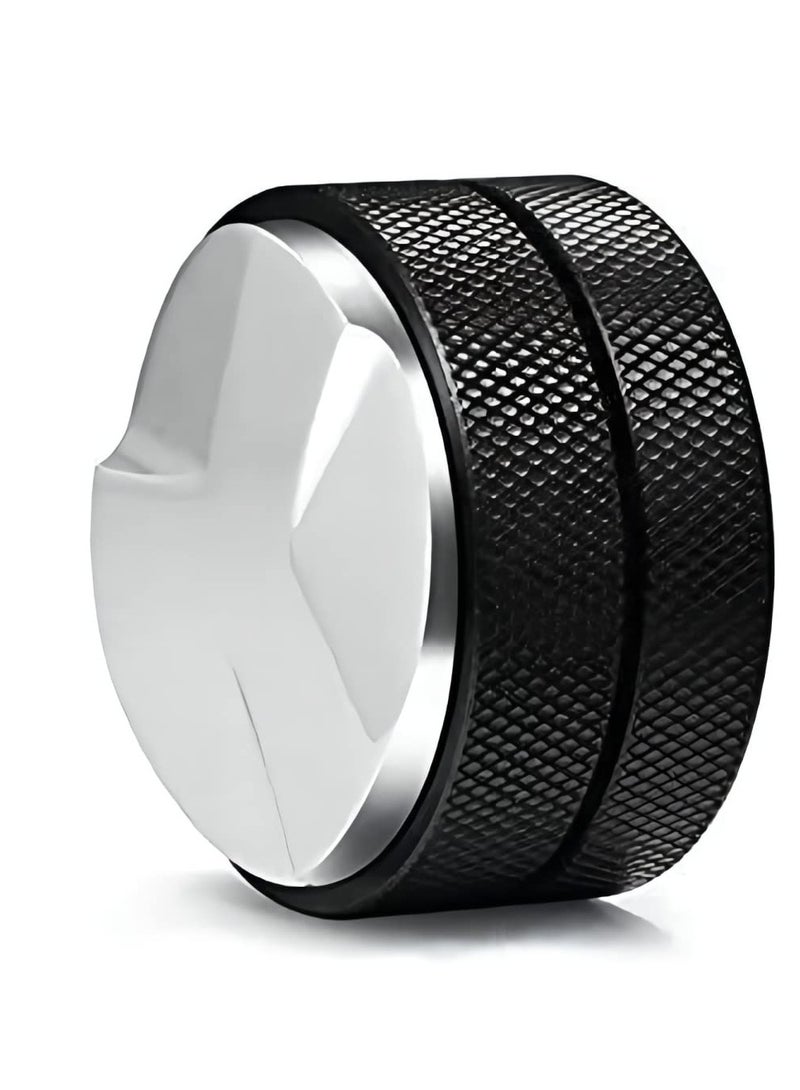 موزع قهوة من الفولاذ المقاوم للصدأ، أداة ضغط مسحوق القهوة، أداة تسوية القهوة، مطحنة قهوة سوداء، مطرقة مسحوق، قابل للتعديل برأس مزدوج، متينة وقوية لأي مكان (اللون الأسود، القطر 51 مم) - Image 1