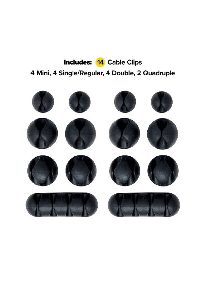 Wrap-It Storage 14-Piece Adhesive Backed Assorted Cable Clips Black 3.18 x 8.89 x 17.15 cm 514-CLIPS-BL - Image 5