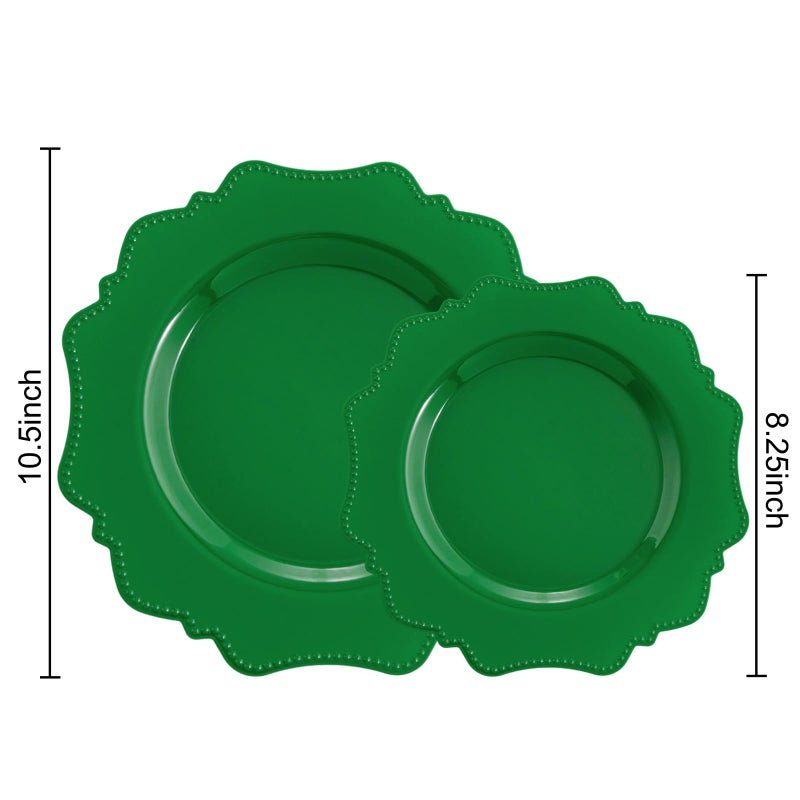 COLOSUS Disposable Party Plastic Plates 60Pcs  Green plastic Party Plates  Heavy Duty 30 Dinner plate 10.5  and 30 Salad/Dessert Plate 8.25  for St. Patrick 's Day - Image 2