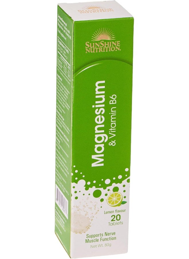 SUNSHINE NUTRITION Nutrition Magnesium With Vitamin B6 Effervescent Lemon Flavor 20 Tablets - Image 2