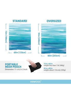 Generic Hiwoss Sand Proof Beach Blanket Oversized 95 x 80  Waterproof Sand Free Beach Mat with Corner Pockets  Portable Mesh Bag for Beach Party Picnic Travel and Outdoor Camping Dream Blue and Teal  - Image 2
