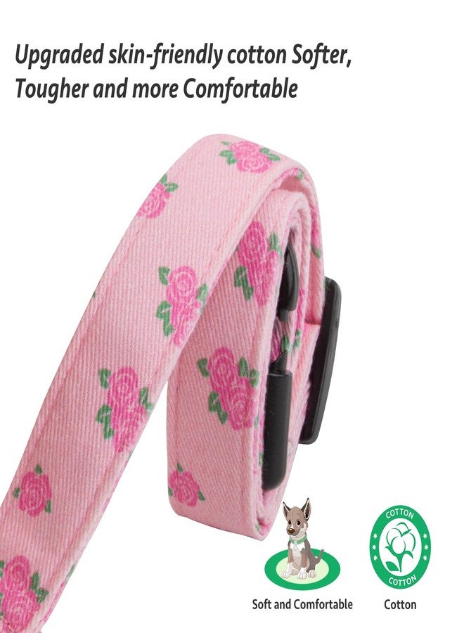 طوق كلاب قطني مصنوع يدويًا بنقوش مميزة ولطيفة، مزين بوردة وردية مع قلادة، مناسب للكلاب من الجنسين، مقاس كبير (L). - Image 4