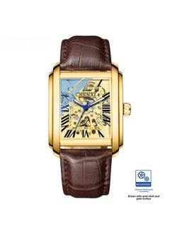 NIBEMINENT Chenxi Tiktok Live Explosions Square Hollow Mechanical Watch Men's Leather Waterproof Automatic 