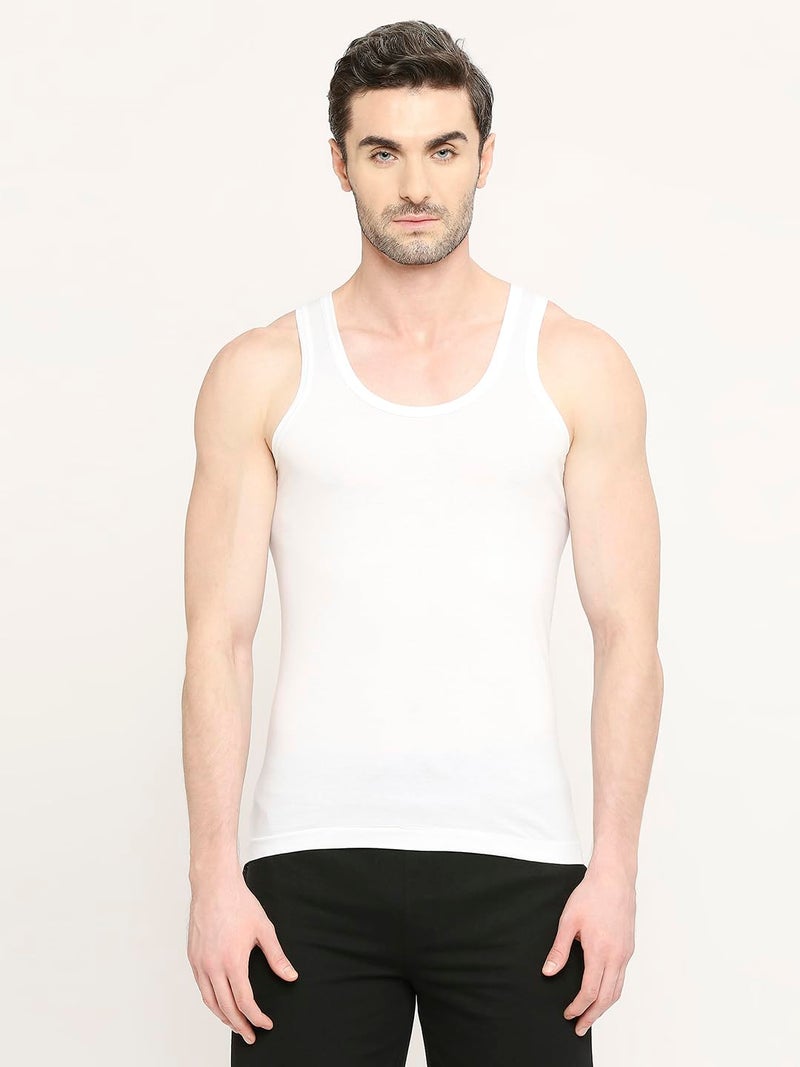 VIP Bonus Classic Mens 100% Cotton Sleeveless White Vest, 100 Size, Pack of 2, Regular Fit - Image 2