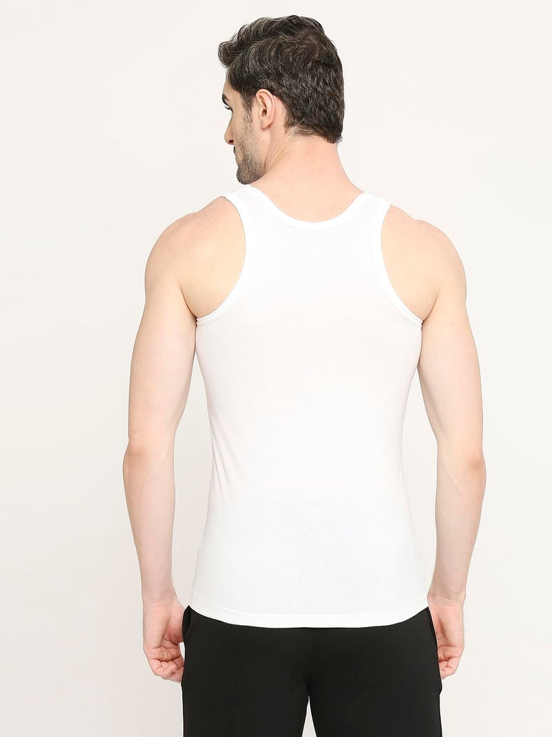 VIP Bonus Classic Mens 100% Cotton Sleeveless White Vest, 100 Size, Pack of 2, Regular Fit - Image 4