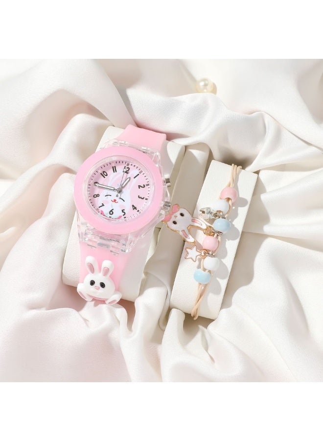 Mark Fairwhale Luminous Silicone Quartz Watch+Rabbit Bead Bracelet Set  - Image 1