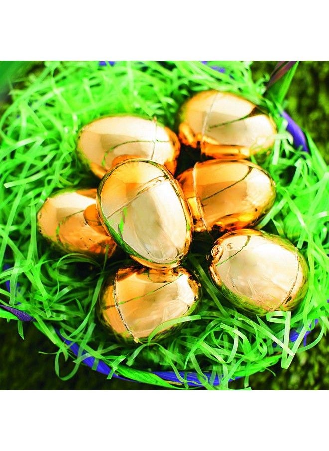 Fun Express Golden Metallic Eggs For Easter (12 Piece Pack) Party Supplies, Easter Basket Stuffers  - Image 1