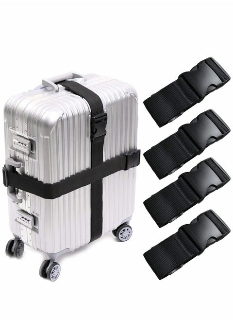 Luggage Straps, Straps with Buckle Adjustable, Suitcase Belts Travel Accessories Bag Adjustable Tie Down Strap Lashing Quick-Release (4 Pack)